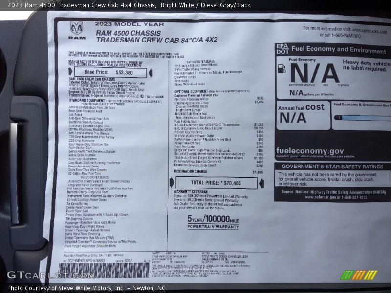 Bright White / Diesel Gray/Black 2023 Ram 4500 Tradesman Crew Cab 4x4 Chassis