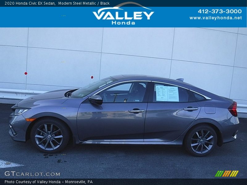 Modern Steel Metallic / Black 2020 Honda Civic EX Sedan