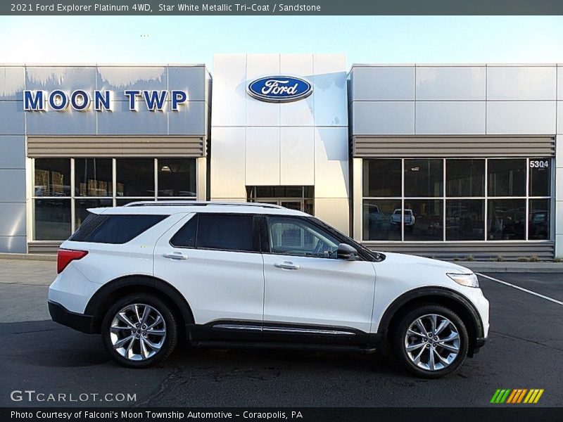 Star White Metallic Tri-Coat / Sandstone 2021 Ford Explorer Platinum 4WD