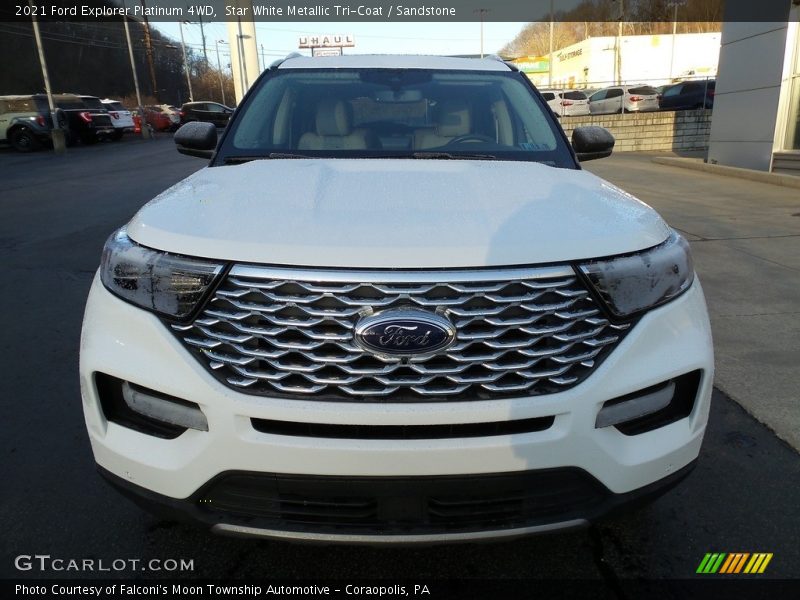 Star White Metallic Tri-Coat / Sandstone 2021 Ford Explorer Platinum 4WD