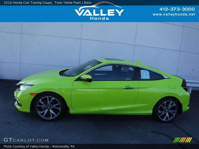 Tonic Yellow Pearl / Black 2019 Honda Civic Touring Coupe
