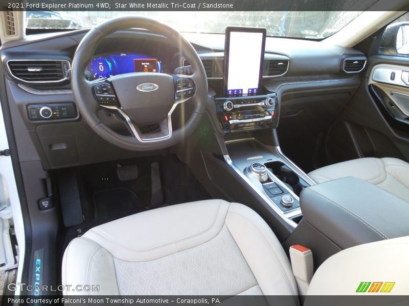 Star White Metallic Tri-Coat / Sandstone 2021 Ford Explorer Platinum 4WD
