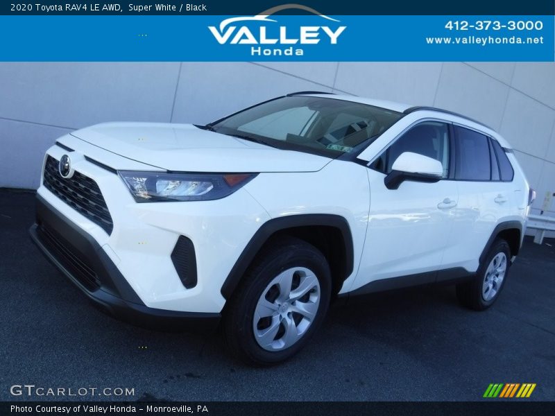 Super White / Black 2020 Toyota RAV4 LE AWD