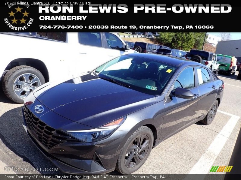 Portofino Gray / Black 2021 Hyundai Elantra SEL