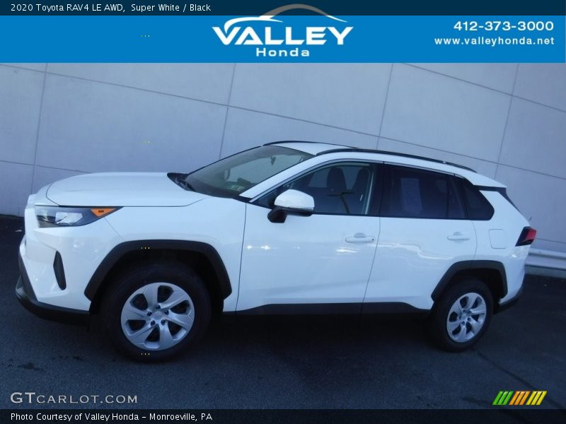 Super White / Black 2020 Toyota RAV4 LE AWD