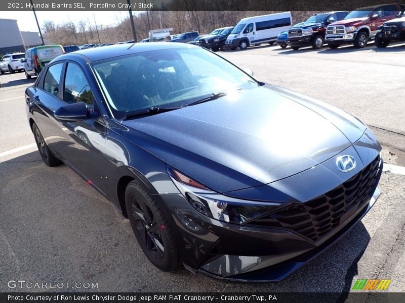 Portofino Gray / Black 2021 Hyundai Elantra SEL