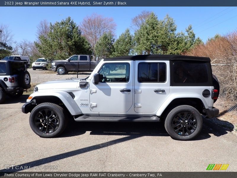 Silver Zynith / Black 2023 Jeep Wrangler Unlimited Sahara 4XE Hybrid