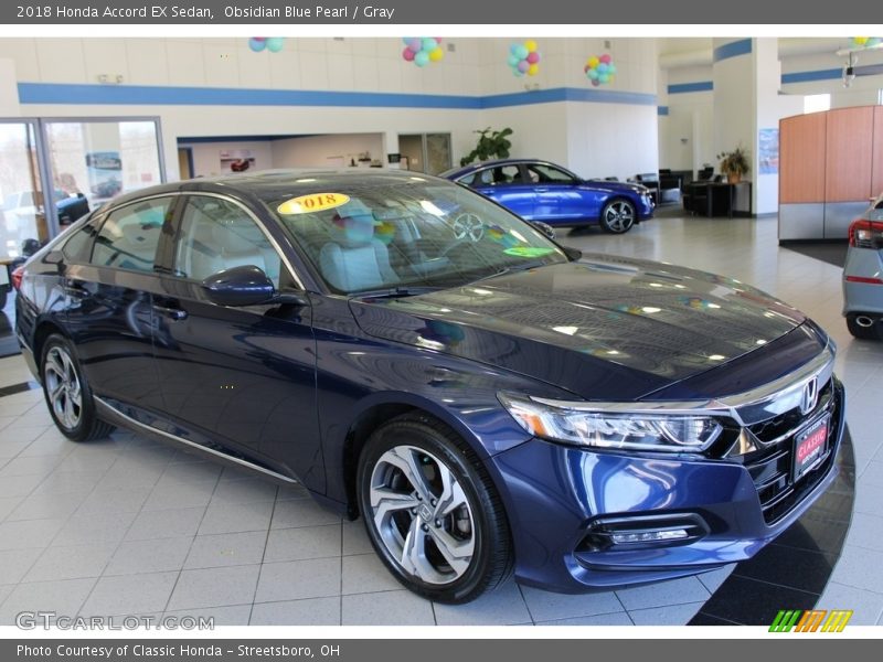 Obsidian Blue Pearl / Gray 2018 Honda Accord EX Sedan