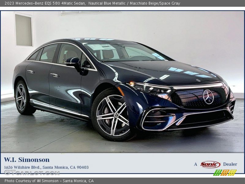 Nautical Blue Metallic / Macchiato Beige/Space Gray 2023 Mercedes-Benz EQS 580 4Matic Sedan