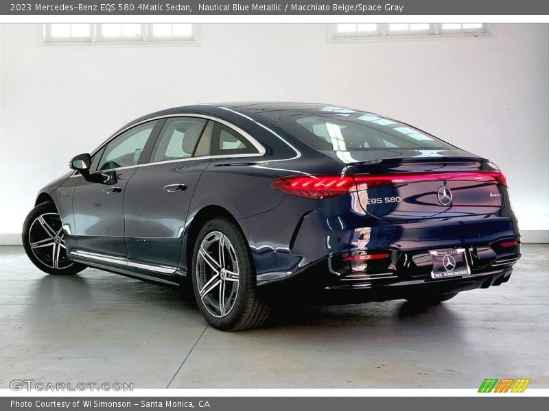 Nautical Blue Metallic / Macchiato Beige/Space Gray 2023 Mercedes-Benz EQS 580 4Matic Sedan