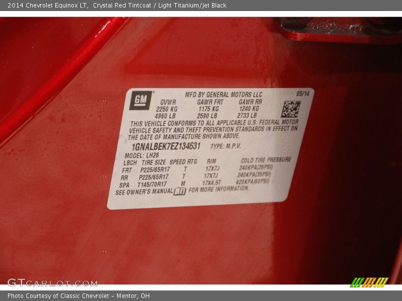 Crystal Red Tintcoat / Light Titanium/Jet Black 2014 Chevrolet Equinox LT