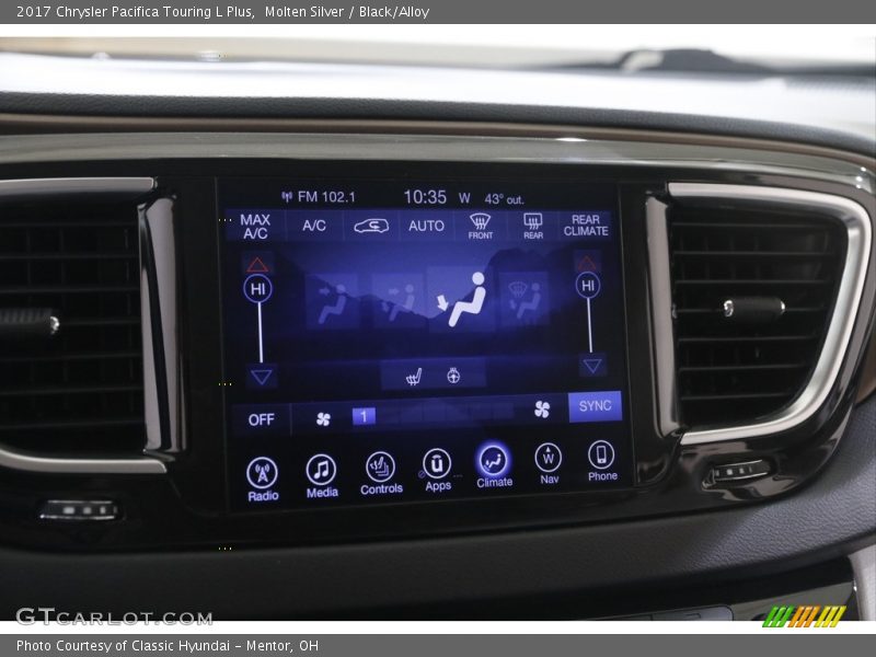 Molten Silver / Black/Alloy 2017 Chrysler Pacifica Touring L Plus