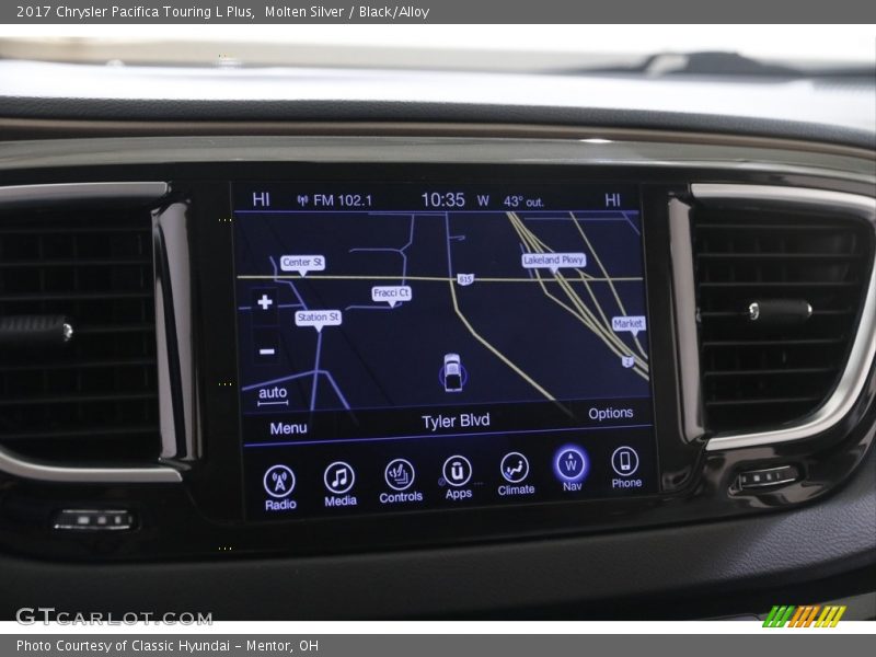 Molten Silver / Black/Alloy 2017 Chrysler Pacifica Touring L Plus