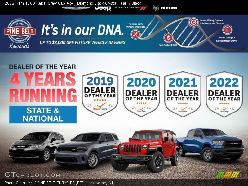 Diamond Black Crystal Pearl / Black 2023 Ram 1500 Rebel Crew Cab 4x4