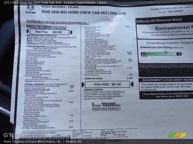 Granite Crystal Metallic / Black 2023 Ram 3500 Big Horn Crew Cab 4x4
