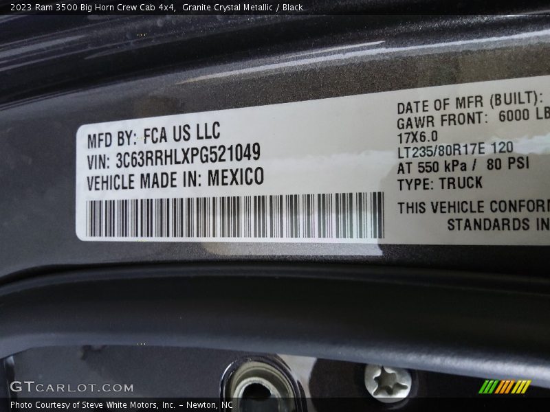 Granite Crystal Metallic / Black 2023 Ram 3500 Big Horn Crew Cab 4x4
