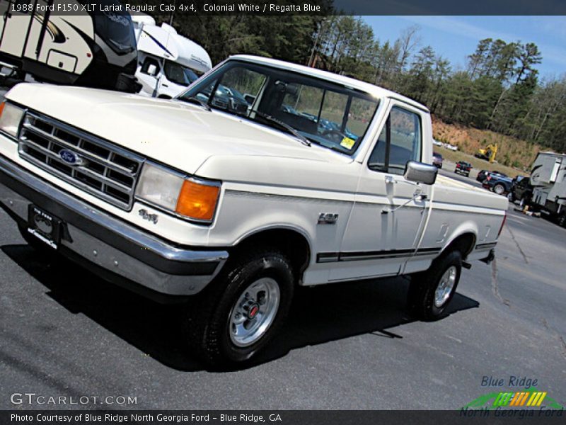 Colonial White / Regatta Blue 1988 Ford F150 XLT Lariat Regular Cab 4x4