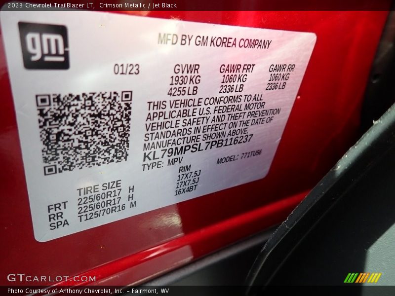 Crimson Metallic / Jet Black 2023 Chevrolet TrailBlazer LT