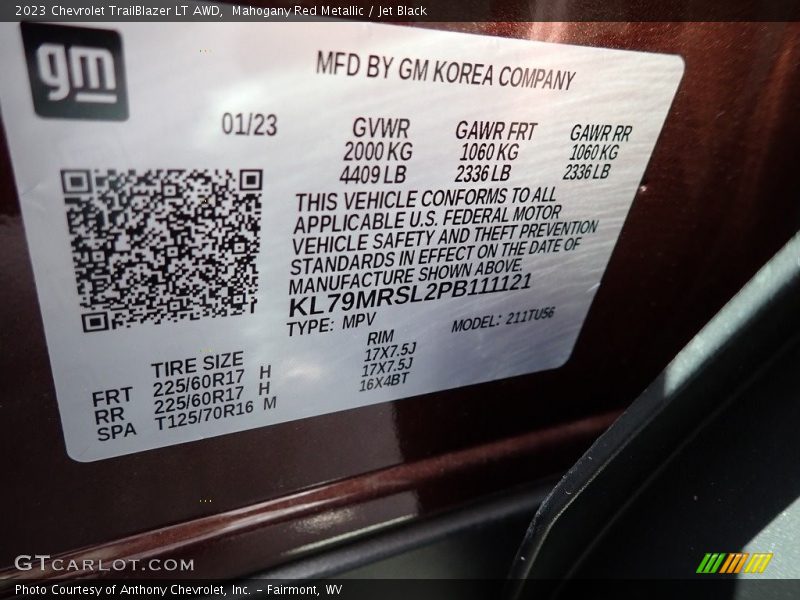 Mahogany Red Metallic / Jet Black 2023 Chevrolet TrailBlazer LT AWD