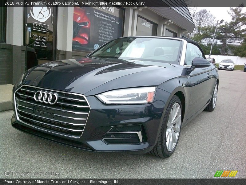 Moonlight Blue Metallic / Rock Gray 2018 Audi A5 Premium quattro Cabriolet