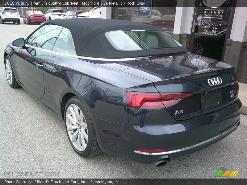 Moonlight Blue Metallic / Rock Gray 2018 Audi A5 Premium quattro Cabriolet