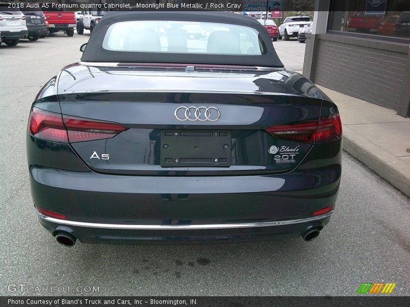 Moonlight Blue Metallic / Rock Gray 2018 Audi A5 Premium quattro Cabriolet