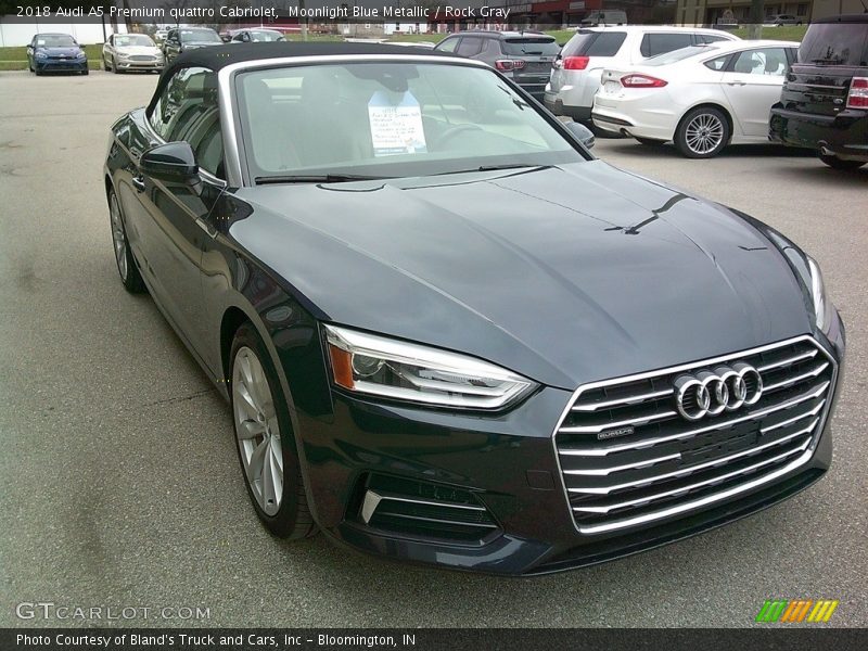 Moonlight Blue Metallic / Rock Gray 2018 Audi A5 Premium quattro Cabriolet