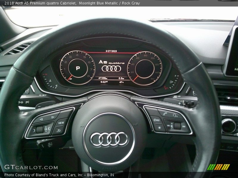 Moonlight Blue Metallic / Rock Gray 2018 Audi A5 Premium quattro Cabriolet