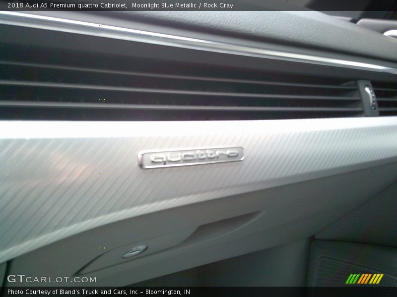 Moonlight Blue Metallic / Rock Gray 2018 Audi A5 Premium quattro Cabriolet