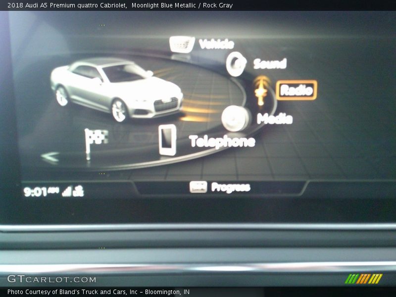 Moonlight Blue Metallic / Rock Gray 2018 Audi A5 Premium quattro Cabriolet