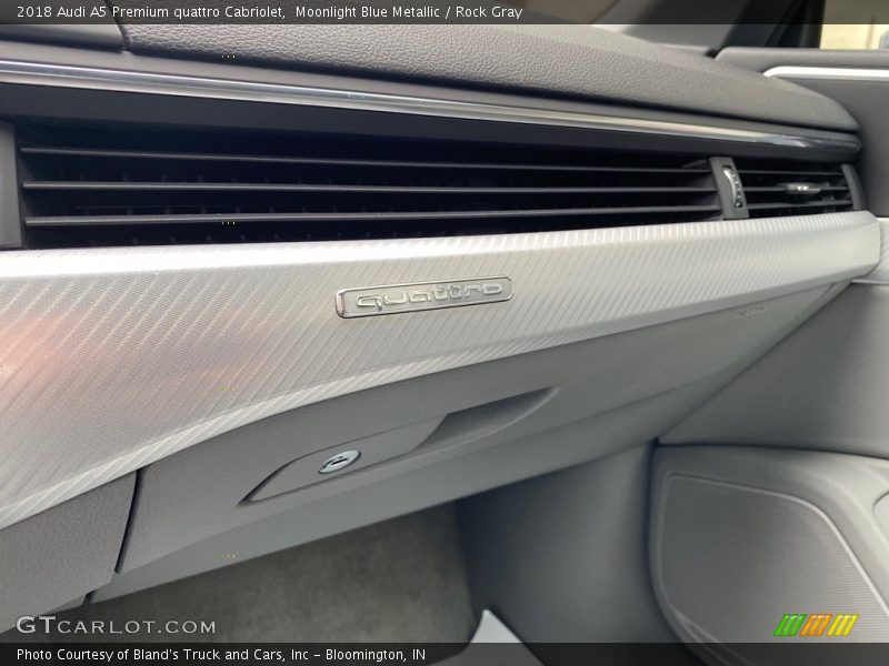 Moonlight Blue Metallic / Rock Gray 2018 Audi A5 Premium quattro Cabriolet
