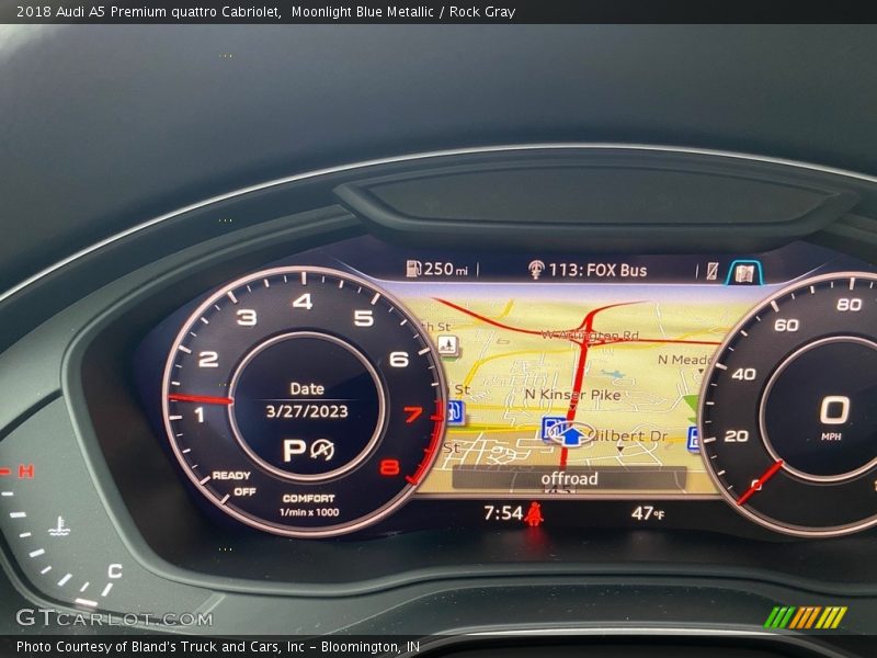 Moonlight Blue Metallic / Rock Gray 2018 Audi A5 Premium quattro Cabriolet