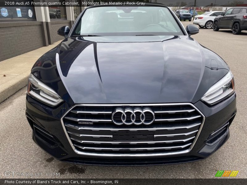 Moonlight Blue Metallic / Rock Gray 2018 Audi A5 Premium quattro Cabriolet
