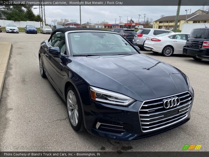 Moonlight Blue Metallic / Rock Gray 2018 Audi A5 Premium quattro Cabriolet