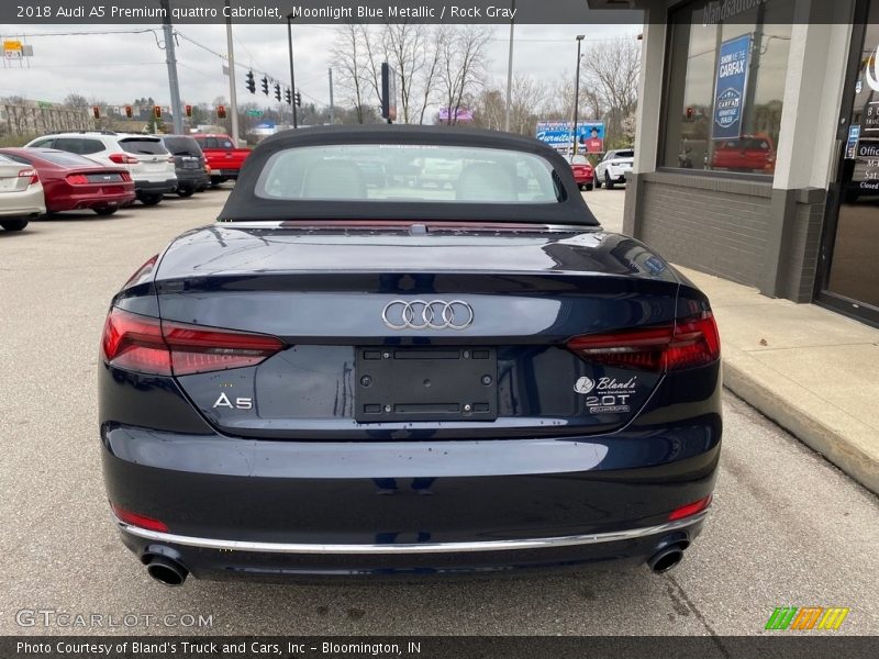 Moonlight Blue Metallic / Rock Gray 2018 Audi A5 Premium quattro Cabriolet