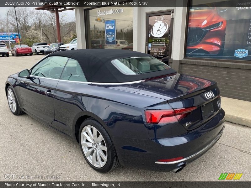 Moonlight Blue Metallic / Rock Gray 2018 Audi A5 Premium quattro Cabriolet