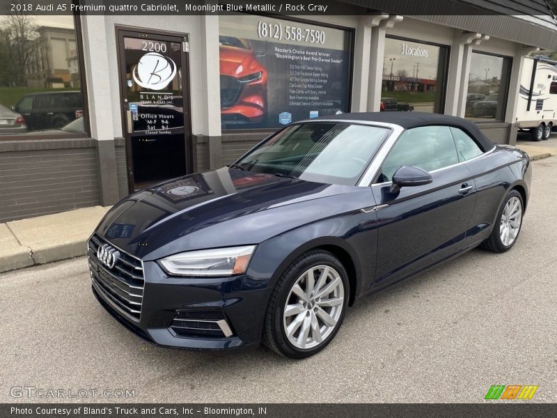 Moonlight Blue Metallic / Rock Gray 2018 Audi A5 Premium quattro Cabriolet