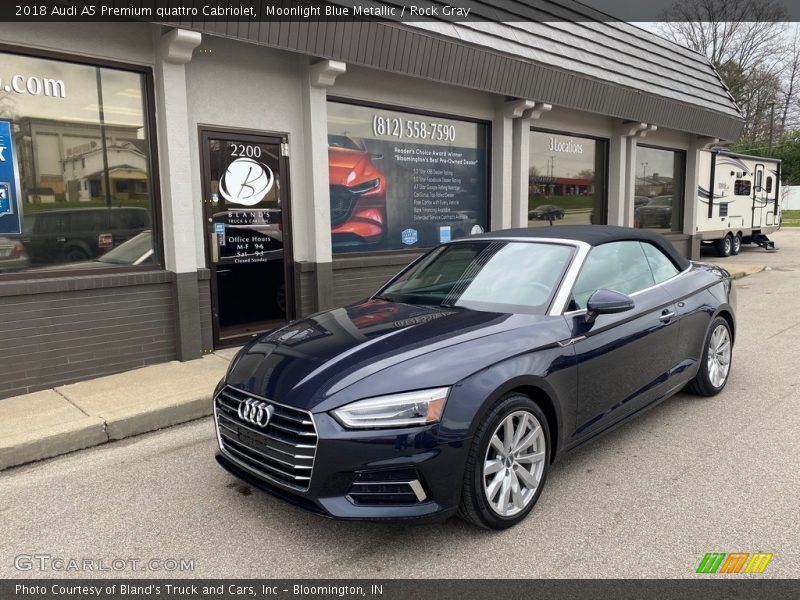 Moonlight Blue Metallic / Rock Gray 2018 Audi A5 Premium quattro Cabriolet