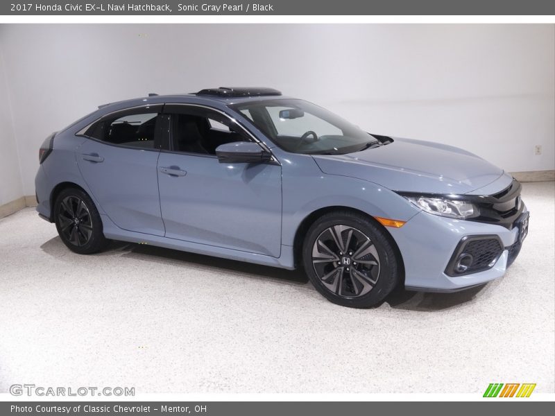 Sonic Gray Pearl / Black 2017 Honda Civic EX-L Navi Hatchback