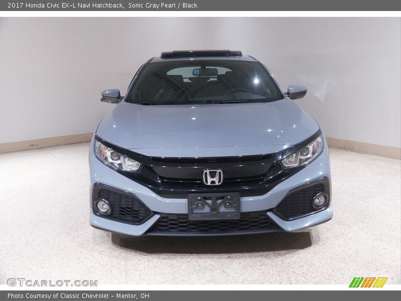 Sonic Gray Pearl / Black 2017 Honda Civic EX-L Navi Hatchback