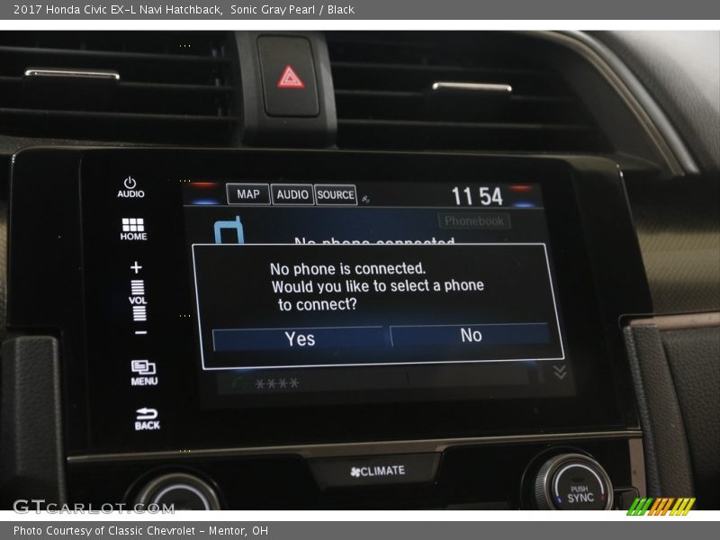 Sonic Gray Pearl / Black 2017 Honda Civic EX-L Navi Hatchback