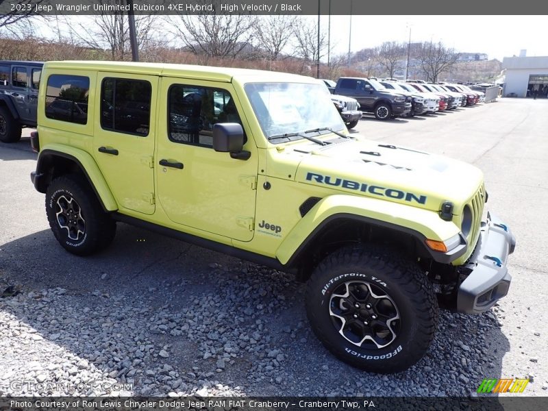 Front 3/4 View of 2023 Wrangler Unlimited Rubicon 4XE Hybrid