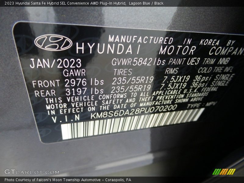 2023 Santa Fe Hybrid SEL Convenience AWD Plug-In Hybrid Lagoon Blue Color Code UE3