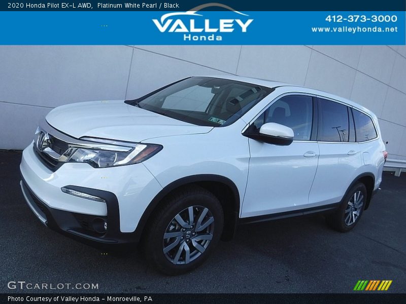 Platinum White Pearl / Black 2020 Honda Pilot EX-L AWD