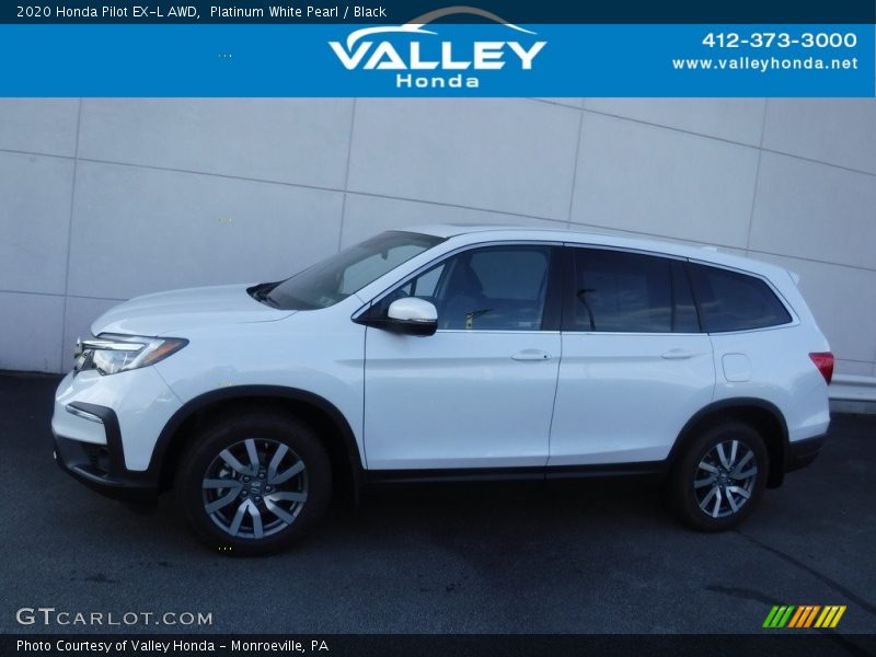 Platinum White Pearl / Black 2020 Honda Pilot EX-L AWD