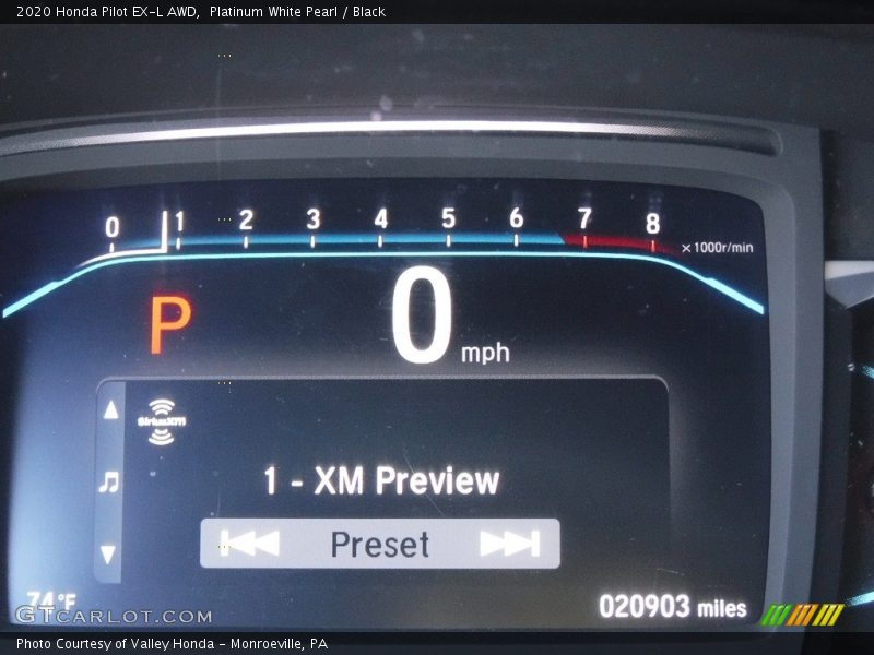 Platinum White Pearl / Black 2020 Honda Pilot EX-L AWD