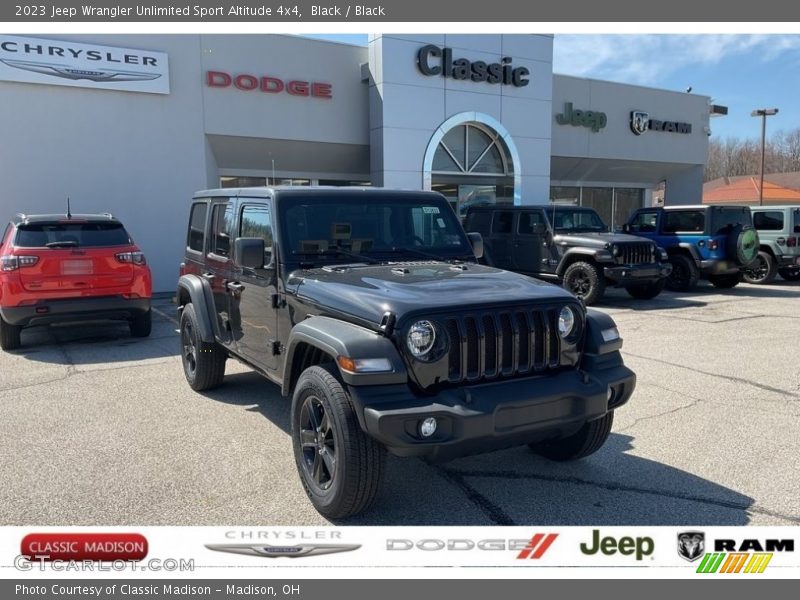 Black / Black 2023 Jeep Wrangler Unlimited Sport Altitude 4x4