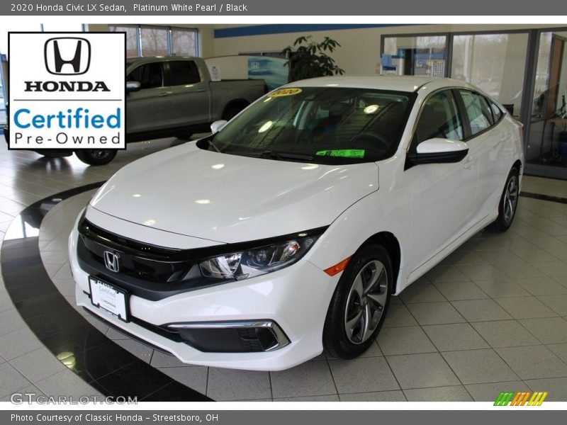 Platinum White Pearl / Black 2020 Honda Civic LX Sedan