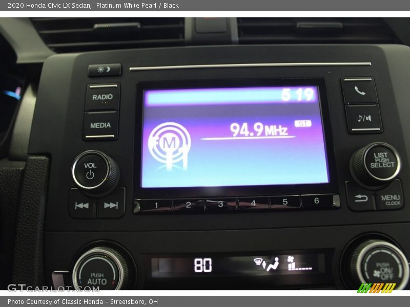 Platinum White Pearl / Black 2020 Honda Civic LX Sedan
