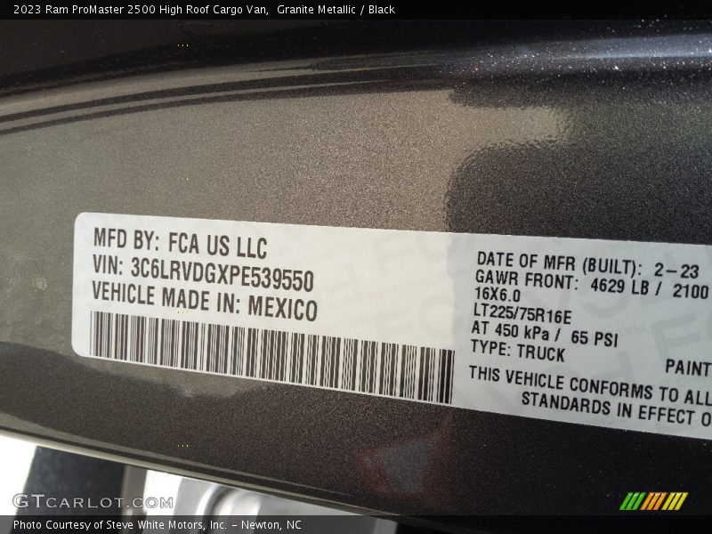 Granite Metallic / Black 2023 Ram ProMaster 2500 High Roof Cargo Van